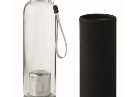 UTAH TEA Schwarze Glas-Trinkflasche 500 ml, Einwandig & Stilvoll TK Gruppe® Grosshandel 