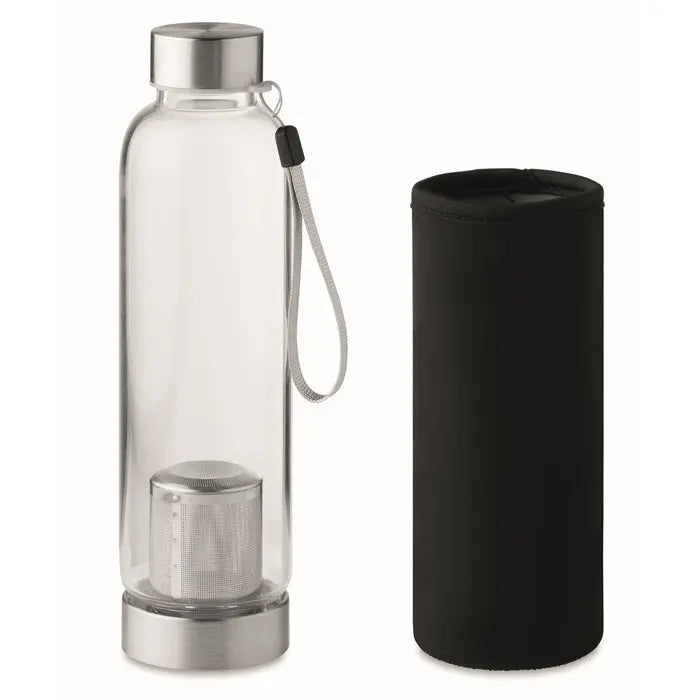 UTAH TEA Schwarze Glas-Trinkflasche 500 ml, Einwandig & Stilvoll TK Gruppe® Grosshandel