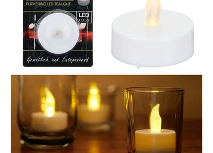 Übergroßes Weißes LED Teelicht, Flammenlose Riesenkerze TK Gruppe® Grosshandel 