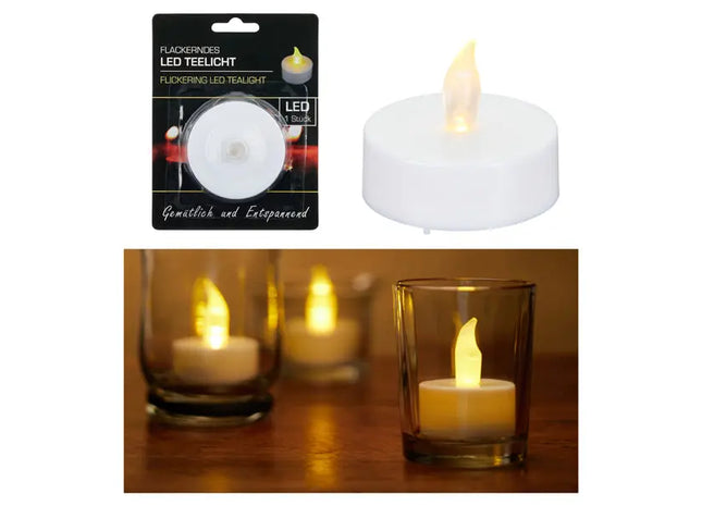 Übergroßes Weißes LED Teelicht, Flammenlose Riesenkerze TK Gruppe® Grosshandel 