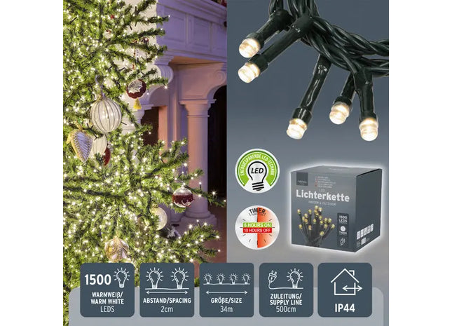 Umfangreiche 35m LED-Lichterkette mit 1.500 LEDs - Strahlend & Energieeffizient TK Gruppe® Grosshandel 