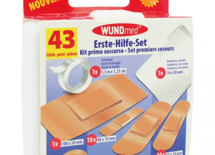 Umfassendes Erste-Hilfe-Set mit 43 Teilen für Wundversorgung, Notfallausrüstung TK Gruppe® Grosshandel 