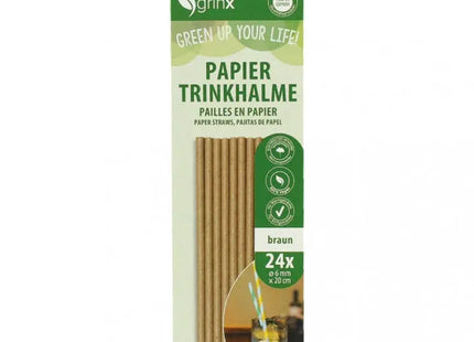 Umweltfreundliche Naturbraune Papier-Trinkhalme, 24 Stück, 6mm x 20cm TK Gruppe® Grosshandel 