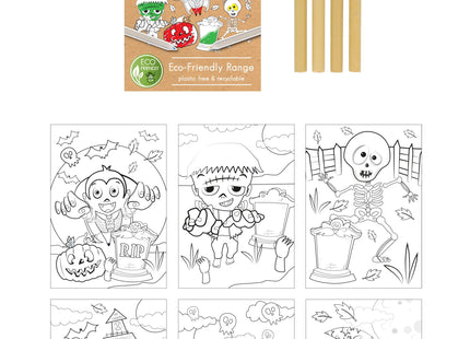 Umweltfreundliches Halloween-Malset – A6, 14 x 10 cm, nachhaltiges Zeichenset für Kinder TK Gruppe® Grosshandel 