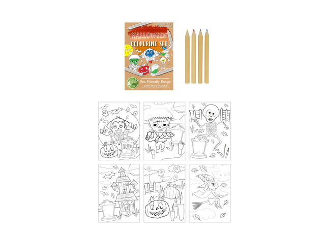 Umweltfreundliches Halloween-Malset – A6, 14 x 10 cm, nachhaltiges Zeichenset für Kinder TK Gruppe® Grosshandel 