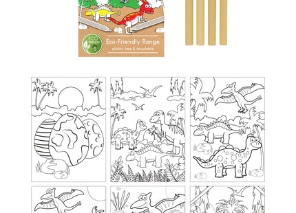 Umweltfreundliches Malset Dinosaurier A6, 14x10 cm, Umweltfreundliches Kinder-Bastelset TK Gruppe® Grosshandel 