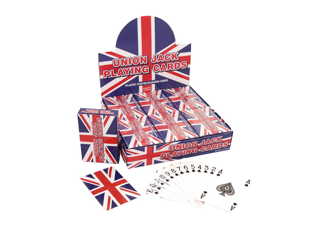Union Jack Spielkarten, Kunststoffbeschichtet, 9x6 cm, Wasserdicht und langlebig TK Gruppe® Grosshandel 