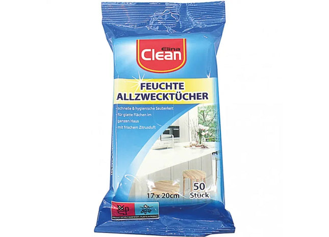Universal Feuchttücher, 50 Stück, 17x20cm, für Alle Oberflächen TK Gruppe® Grosshandel 