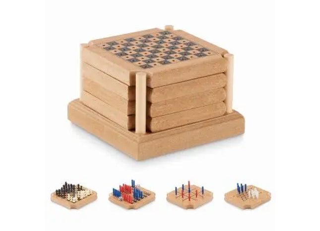 Untersetzer-Set mit Spielen COASTGAME aus Holz - Spaßige und praktische Tischaccessoires TK Gruppe® Grosshandel 