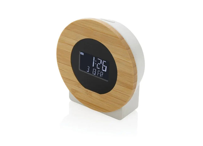 Utah Tischuhr aus RCS-Kunststoff & Bambus - Öko-Design in Braun TK Gruppe® Grosshandel 