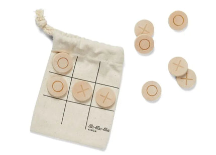 VINGA Tic-Tac-Toe Reisespiel in Braun - Klassisches Strategiespiel für Unterwegs TK Gruppe® Grosshandel 