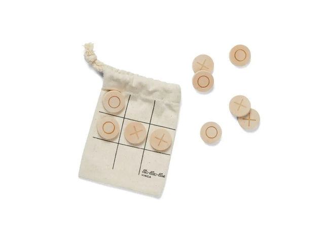 VINGA Tic-Tac-Toe Reisespiel in Braun - Klassisches Strategiespiel für Unterwegs TK Gruppe® Grosshandel 