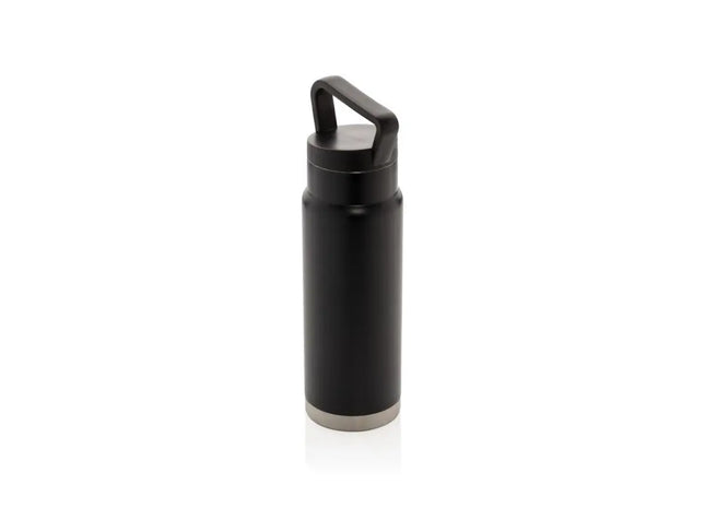 Vakuum-Isolierte Flasche mit Tragegriff, 600ml, Schwarz TK Gruppe® Grosshandel 