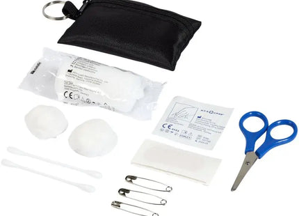 Valdemar 16-teilige Erste-Hilfe-Tasche mit Schlüsselanhänger - schwarz: Valdemar 16-teilige Notfalltasche mit Schlüsselanhänger - Kompakt & Nützlich TK Gruppe® Grosshandel 