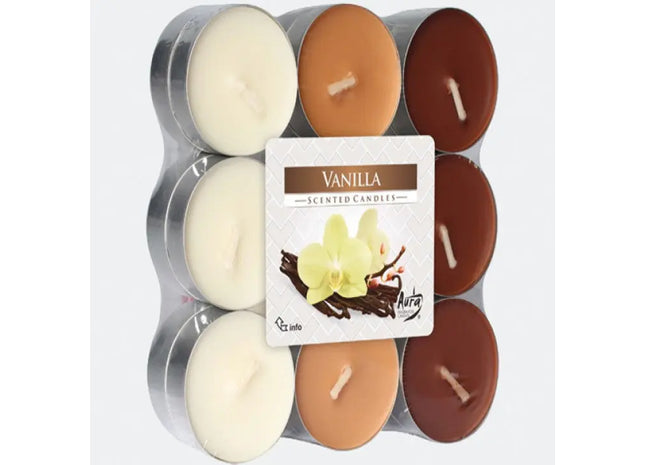 Vanille-Duft-Teelichter, 18er-Pack in Blockverpackung – Perfekt für stimmungsvolles Ambiente TK Gruppe® Grosshandel 