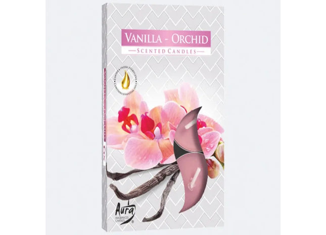 Vanille-Orchidee Duft-Teelichter, 6er Set, Faltverpackung TK Gruppe® Grosshandel 