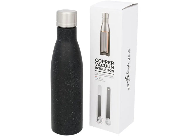 Vasa Kupfer-Vakuum Isolierflasche 500 ml - Schwarz gesprenkelt - Doppelwandige Edelstahl Thermoflasche TK Gruppe® Grosshandel 