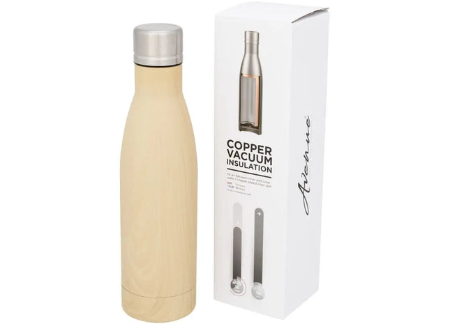 Vasa Kupfer-Vakuum Isolierflasche in Holzoptik, 500 ml – Elegante braune Thermoflasche TK Gruppe® Grosshandel 