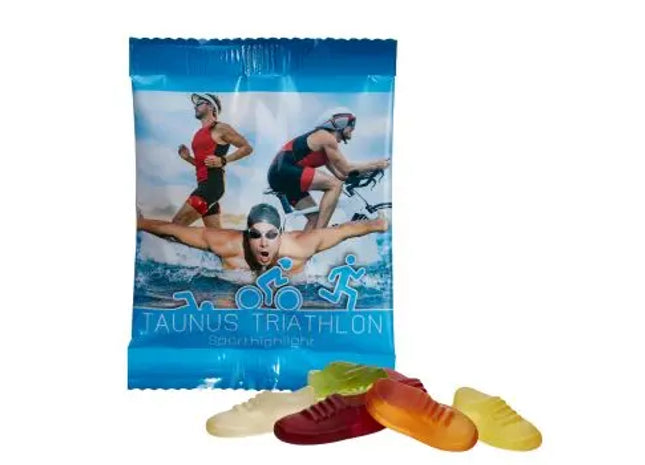 Vegane Jogger-Fruchtgummis in Standardtüte mit Personalisiertem Druck TK Gruppe® Grosshandel 