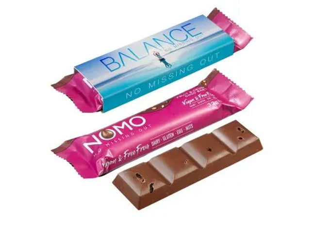Veganer NOMO-Schokoriegel mit individuellem Druck, Perfekt als personalisiertes Geschenk TK Gruppe® Grosshandel 