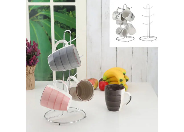 Verchromter Tassenhalter für 6 Tassen - Eleganter Organizer für die Küche TK Gruppe® Grosshandel 