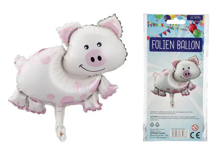 Verspielter Folienballon in Schwein-Form, Party-Deko, ca. 45cm, Tiermotiv TK Gruppe® Grosshandel 