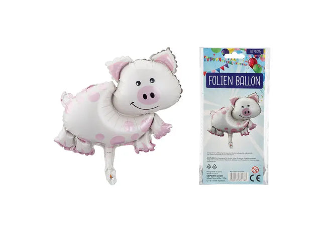 Verspielter Folienballon in Schwein-Form, Party-Deko, ca. 45cm, Tiermotiv TK Gruppe® Grosshandel 