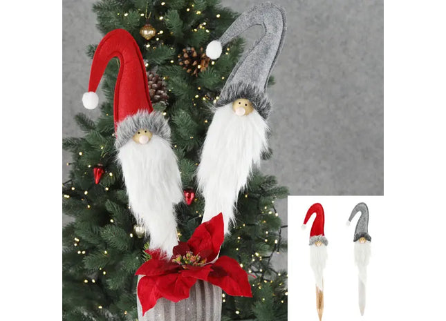 Verspielter Gartenstecker Wichtel mit Filzhut, 2er Set, 61cm - Dekorative Gartenfiguren TK Gruppe® Grosshandel 