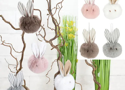 Verspieltes Bommelhasen-Set, 4 Stück, ca. 8x13cm - Dekorative Figur TK Gruppe® Grosshandel 