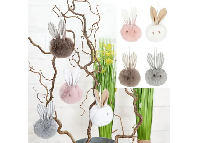 Verspieltes Bommelhasen-Set, 4 Stück, ca. 8x13cm - Dekorative Figur TK Gruppe® Grosshandel 