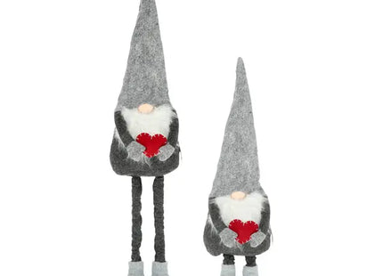 Verstellbarer Wichtel 'Udo' mit Teleskopbeinen, Grau, bis zu 80 cm Höhe - Flexibler Dekor TK Gruppe® Grosshandel 