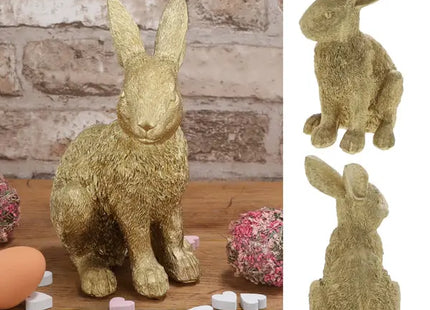 Verzierte Kaninchenfigur, Vergoldet, Ca. 22cm Höhe TK Gruppe® Grosshandel 