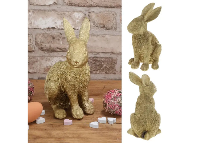 Verzierte Kaninchenfigur, Vergoldet, Ca. 22cm Höhe TK Gruppe® Grosshandel 