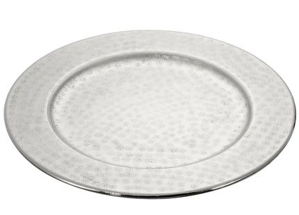 Verzierte Platte, Silber, Texturiert, Stil 2, Klein, ca. 25cmD - Elegantes Tischaccessoire! TK Gruppe® Grosshandel 