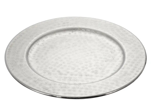 Verzierte Platte, Silber, Texturiert, Stil 2, Klein, ca. 25cmD - Elegantes Tischaccessoire! TK Gruppe® Grosshandel 
