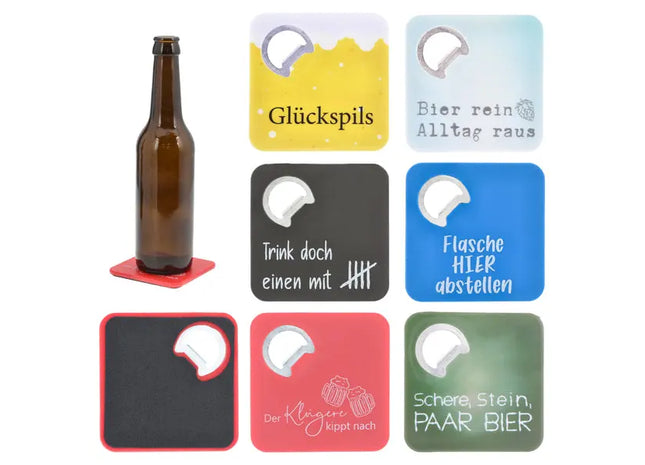 Vielseitige Bierdeckel mit integriertem Flaschenöffner, 6er-Set, Sortiert TK Gruppe® Grosshandel 