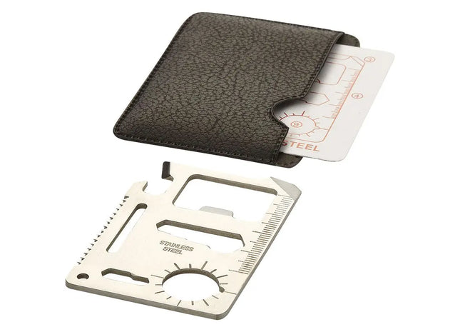 Vielseitige Saki Werkzeugkarte: 15 Funktionen, schwarz-silbernes Design - Praktisches Tool für unterwegs TK Gruppe® Grosshandel 