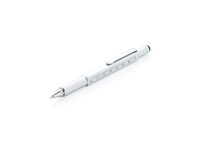 Vielseitiger 5-in-1 Aluminium Tool-Stift - Grau: Praktisch, Robust, Kompakt für Alltag und Büro TK Gruppe® Grosshandel 
