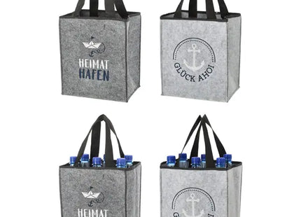 Vielseitiger Flaschenträger aus Filz AHOI 2er-Set – Stilvoller und robuster Getränketräger TK Gruppe® Grosshandel 