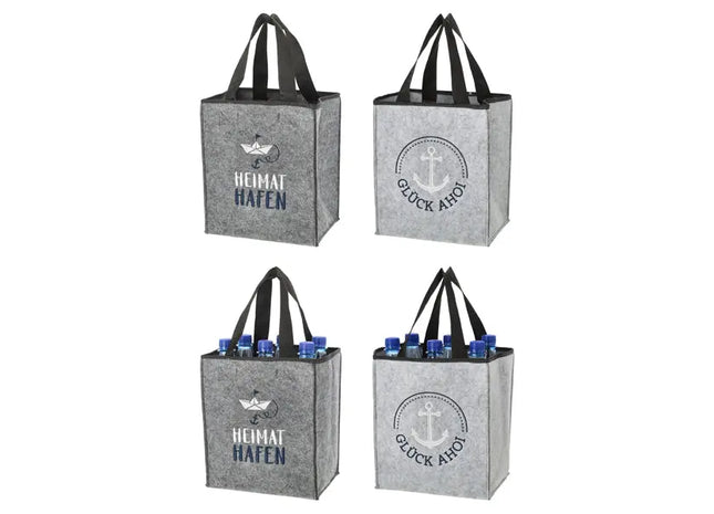 Vielseitiger Flaschenträger aus Filz AHOI 2er-Set – Stilvoller und robuster Getränketräger TK Gruppe® Grosshandel 