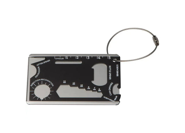 Vielseitiger Survival Kofferanhänger aus Aluminium - robuster, schwarzer Gepäckanhänger TK Gruppe® Grosshandel 