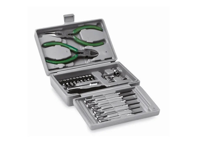 Vielseitiger Werkzeugkoffer 25-teilig GUILLAUME - robuster, silberner Werkzeugkasten für Heimwerker TK Gruppe® Grosshandel 
