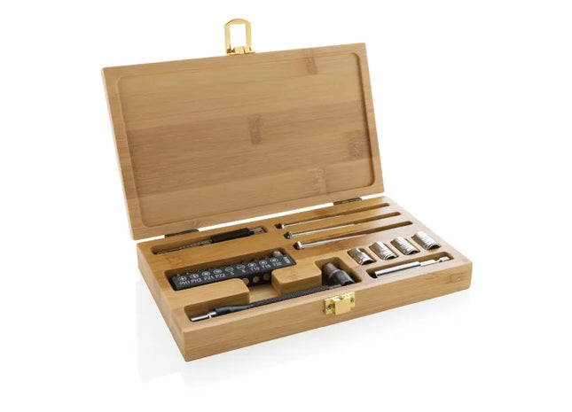 Vielseitiges Carvine 21-teiliges Bambus-Werkzeugset – hochwertig, braun, langlebig und ergonomisch TK Gruppe® Grosshandel 