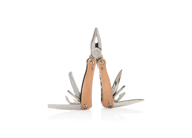 Vielseitiges Holz-Multitool - braunes Multifunktionswerkzeug für Outdoor und Alltag TK Gruppe® Grosshandel 