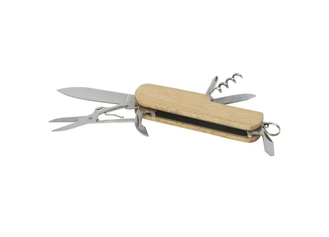 Vielseitiges Holztaschenmesser Richard: 7 Funktionen, natürliche Optik - Ideales Werkzeug für Outdoor-Aktivitäten TK Gruppe® Grosshandel 