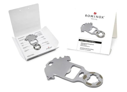 Vielseitiges ROMINOX Key Tool Football - kompaktes Multifunktionswerkzeug mit 18 Funktionen TK Gruppe® Grosshandel 