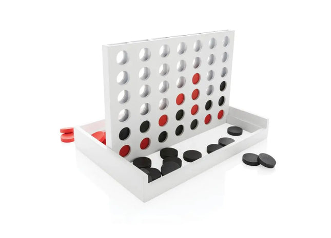 Vier Gewinnt Holzspiel in Weiß - Klassisches Vertikal-Strategiespiel für Familien TK Gruppe® Grosshandel 