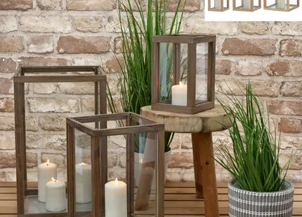 Viereckige Laternen, 3er-Set, Natur – Stilvolle und vielseitige Beleuchtung für Innen und Außen TK Gruppe® Grosshandel 