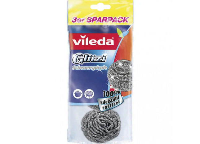 Vileda Glitzi Scheuerspirale 3er-Set - Starke Reinigungsspiralen für hartnäckigen Schmutz TK Gruppe® Grosshandel 