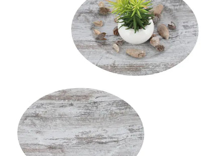 Vintage Dekoteller, Holzmaserung, Antikweiß, ca. 33cm Durchmesser, Dekorativ TK Gruppe® Grosshandel 